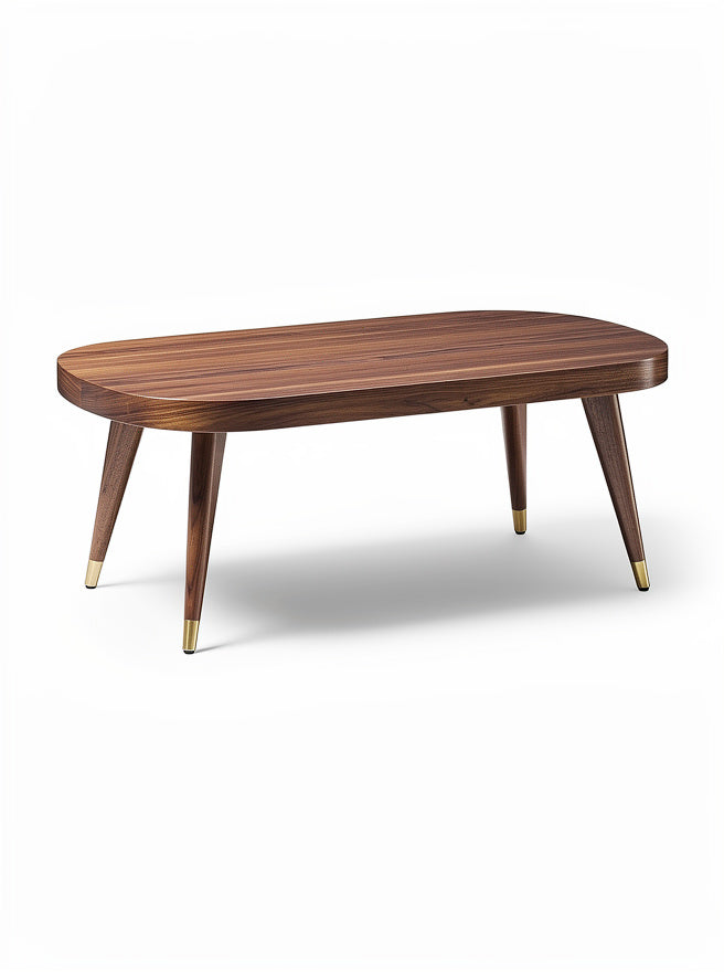 Elegant runder Holzkaffee Tisch mit goldenen Füßen**