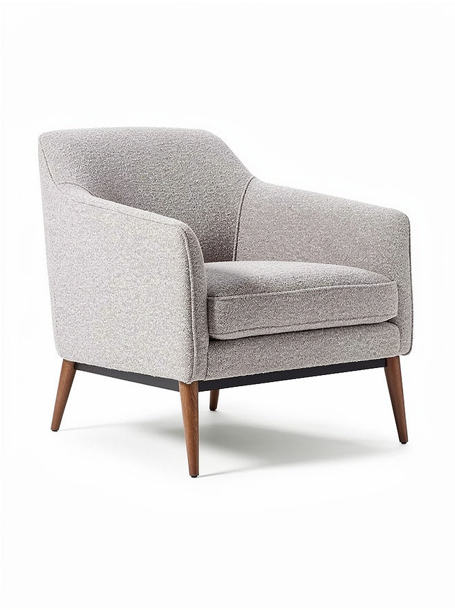 Moderner Sessel mit Holzbeinen und weichem Bezug