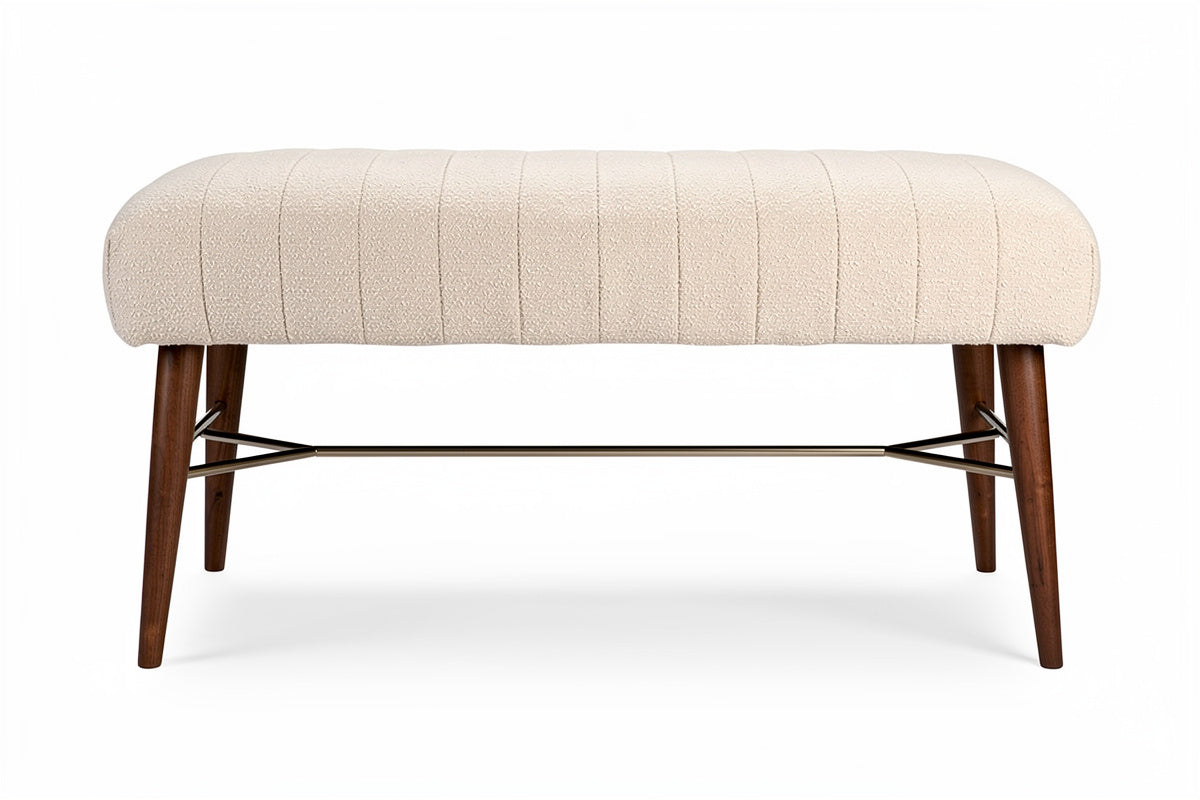 Modernes gepolstertes Hocker mit Holzbeinen**