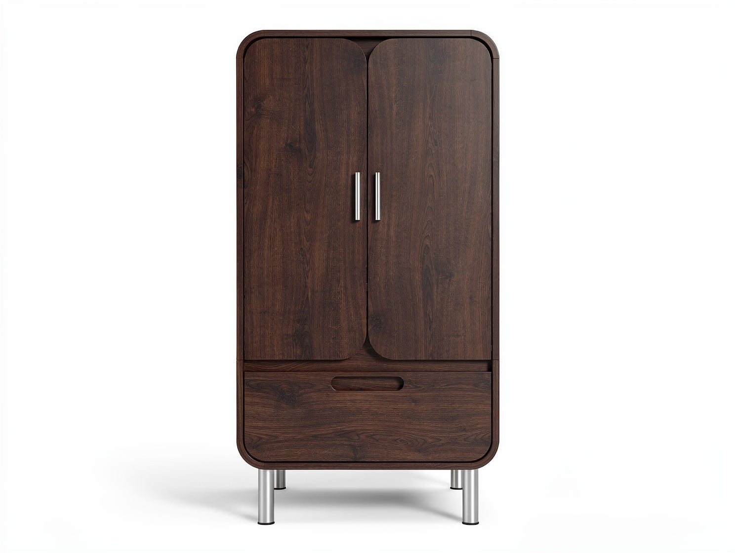 Moderner Holzschrank mit zwei Türen und Schublade**