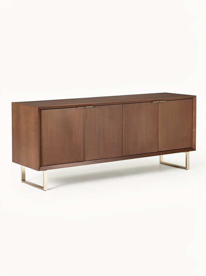 Eleganter Holzsideboard mit goldenen Metallbeinen**